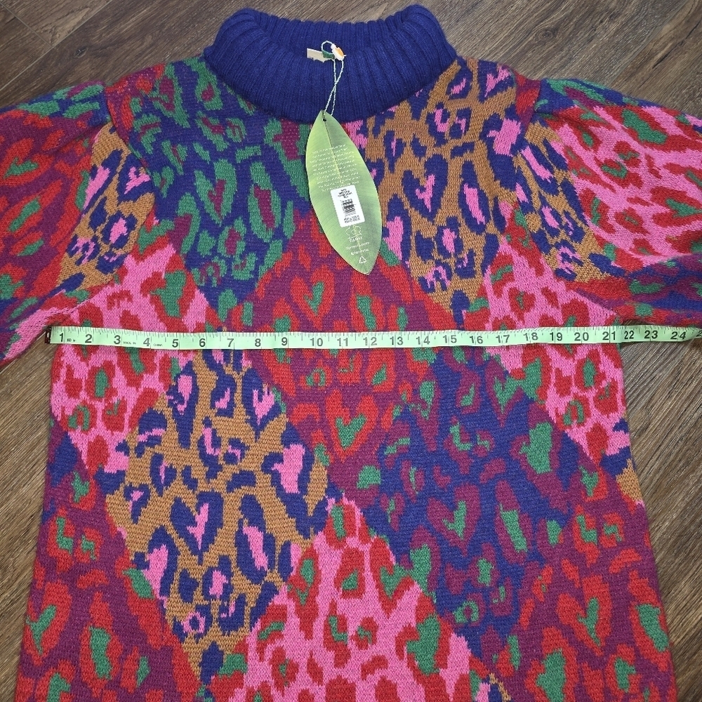 Farm Rio Mixed Leopard Pop Sweaterdress Multi Size L NWT - Picture 10 of 15